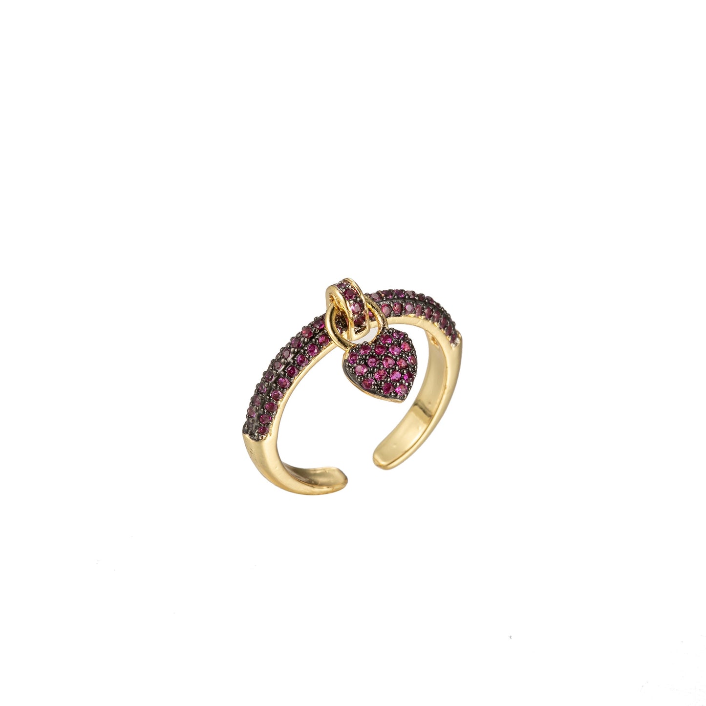 1x Heart dangle ring - tiny heart ring - cz heart - love ring - zircon charm - Anniversary Birthday Wedding Bridal Shower Promise Ring O343