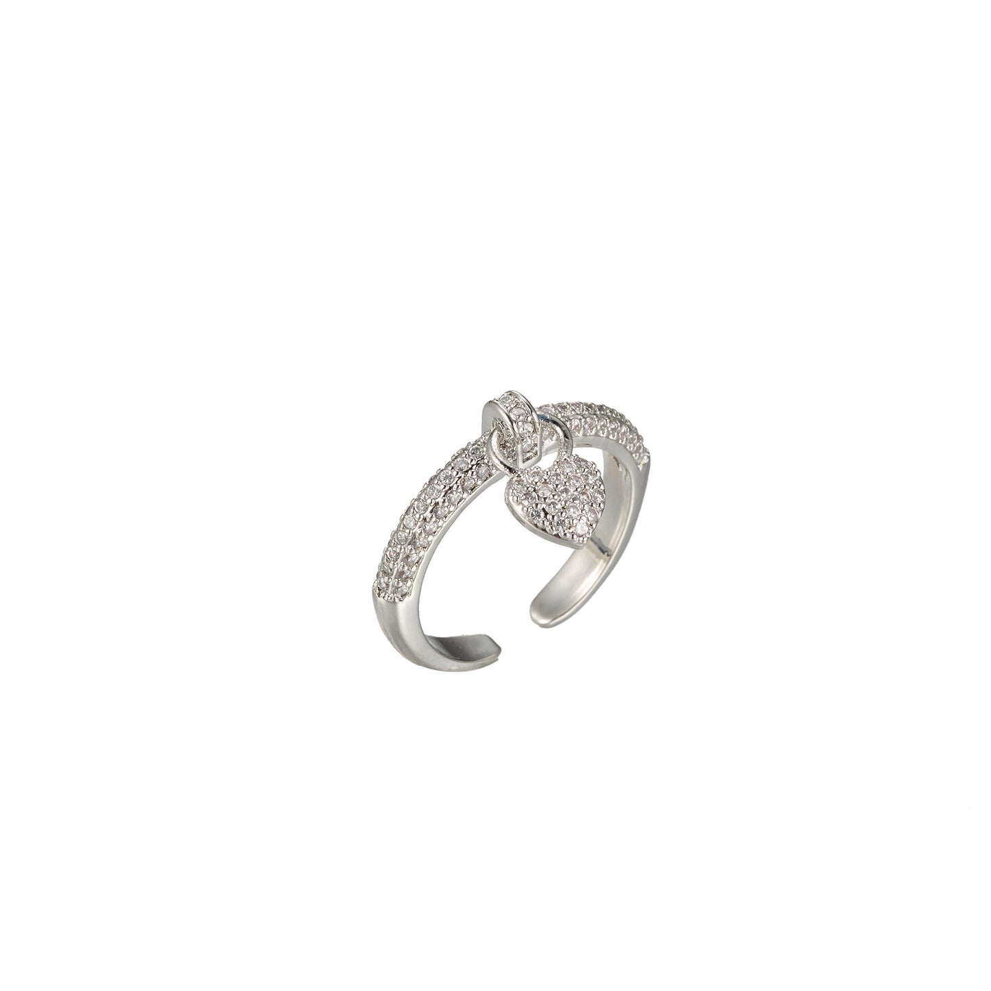 1x Heart dangle ring - tiny heart ring - cz heart - love ring - zircon charm - Anniversary Birthday Wedding Bridal Shower Promise Ring O343