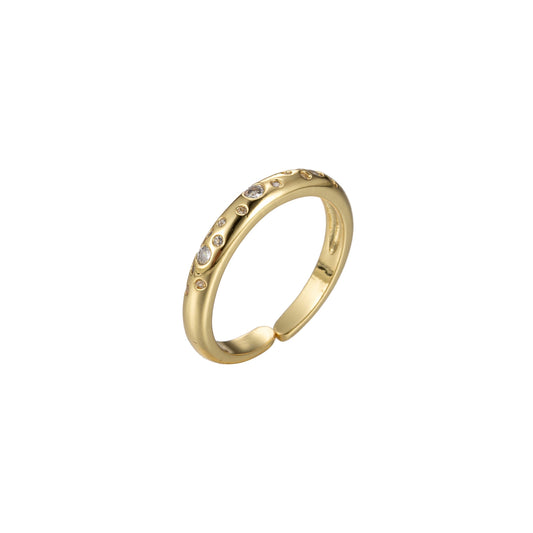 Gold Constelation ring Dainty ring Stackable star rings, CZ ring, universe rings, Dainty stackable rings, adjustable open ring Size 6 O355