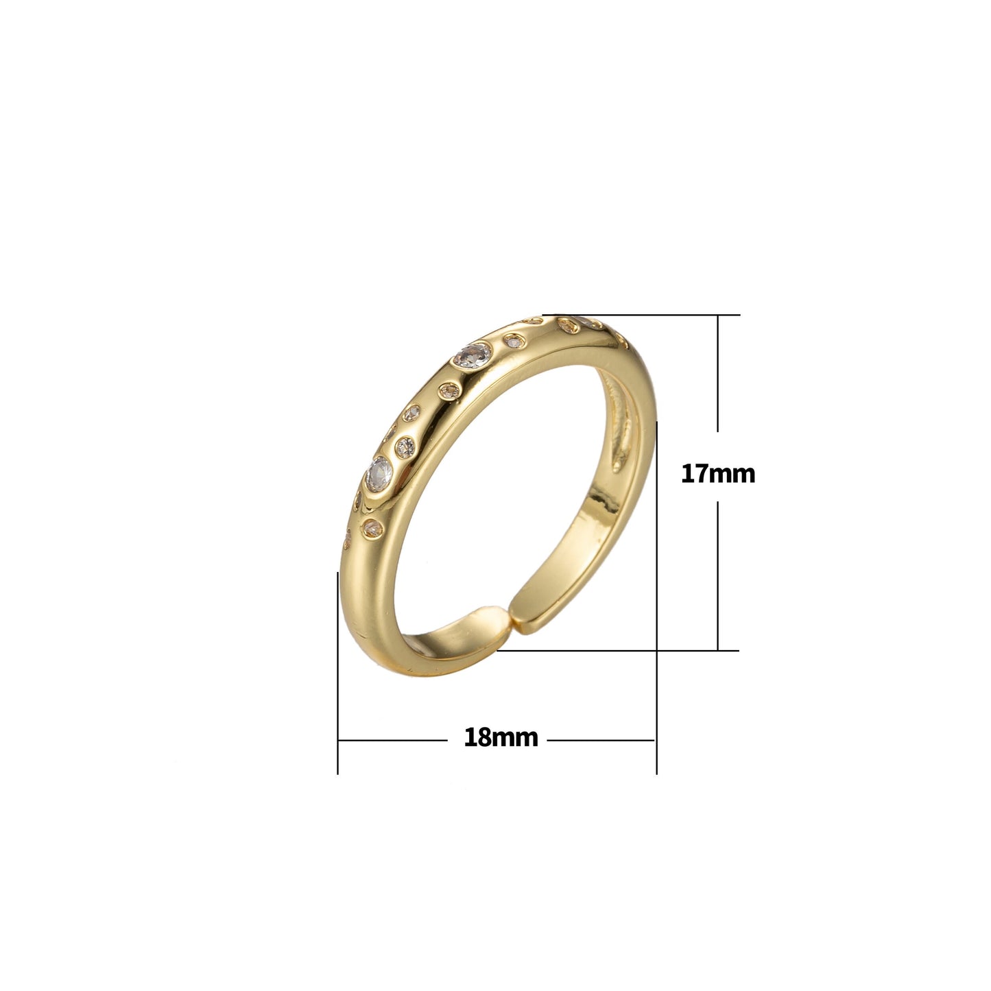 Gold Constelation ring Dainty ring Stackable star rings, CZ ring, universe rings, Dainty stackable rings, adjustable open ring Size 6 O355