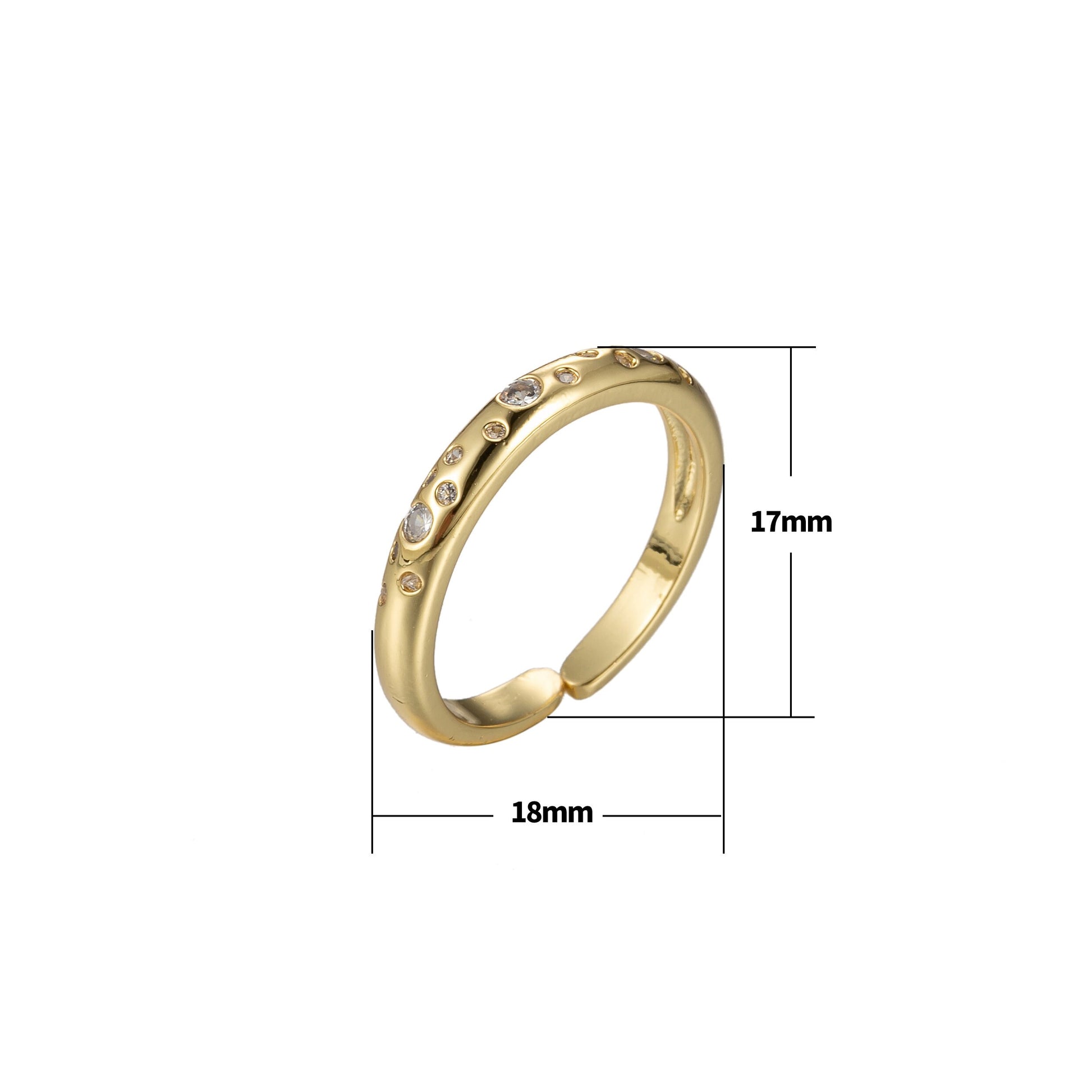 Gold Constelation ring Dainty ring Stackable star rings, CZ ring, universe rings, Dainty stackable rings, adjustable open ring Size 6 O355