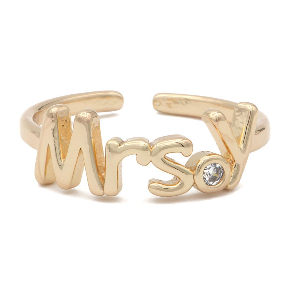 Dainty Engagement Ring • Future Mrs Initials Ring with Cz • Promise Ring • Wedding Jewelry • Minimalist Wedding Ring Bride gift idea