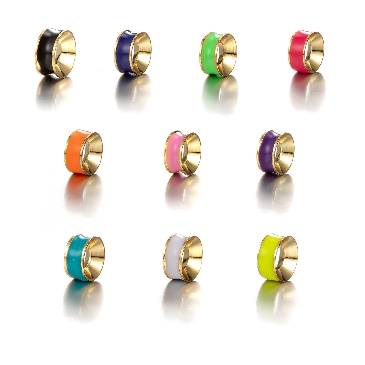 1x Colorful Enamel Rondelle Beads Spacer for Necklace Bracelet Charm Black Blue Pink Green Orange Teal White Yellow B-823~B-826