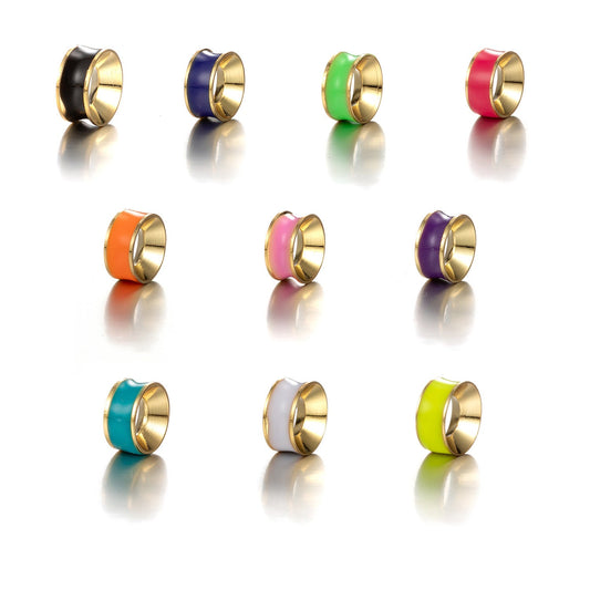 1x Colorful Enamel Rondelle Beads Spacer for Necklace Bracelet Charm Black Blue Pink Green Orange Teal White Yellow B-822 B-825