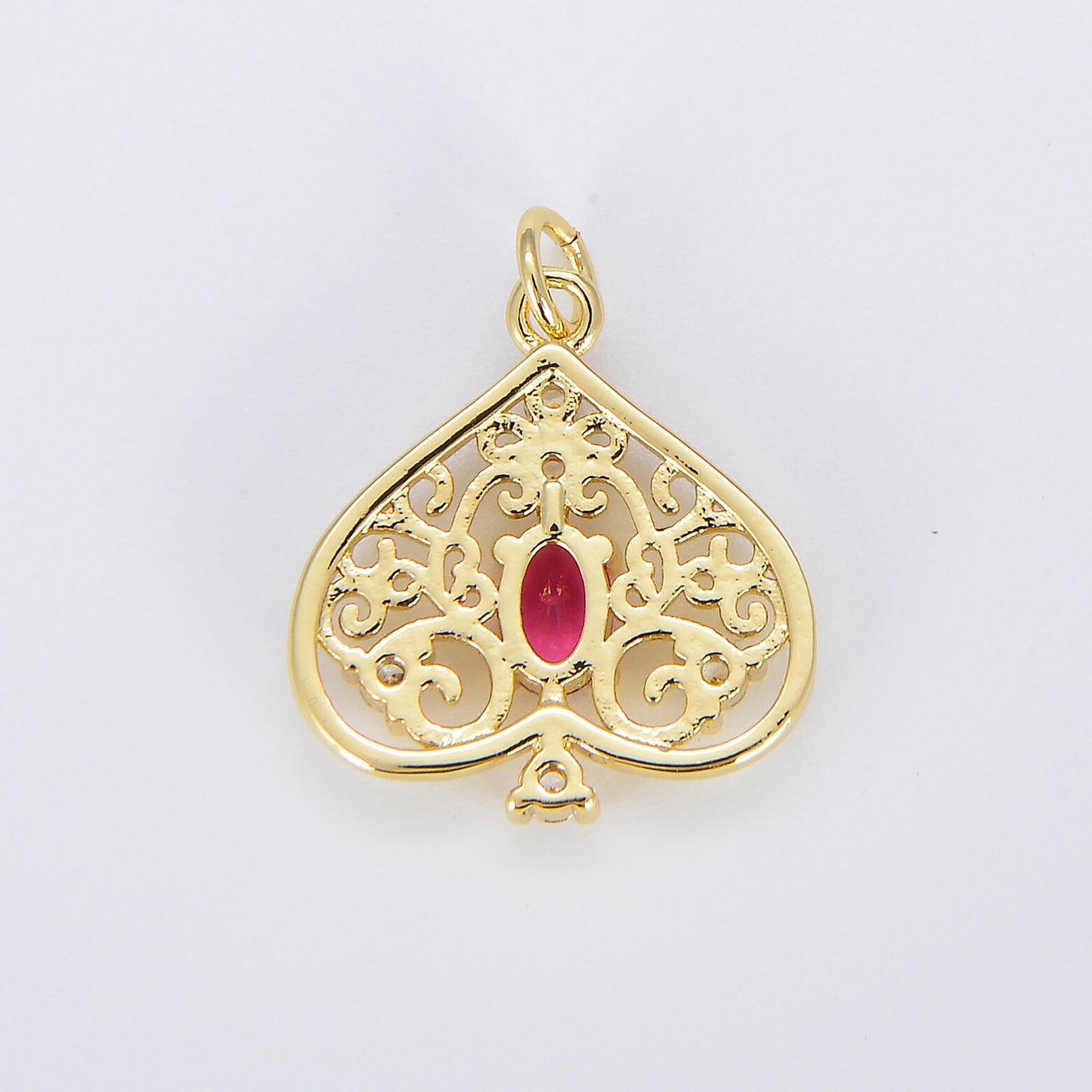 Cubic Spades Charm Gold Filigree Lucky Charm, Spades Dainty Pendant Charm, For DIY Jewelry E814