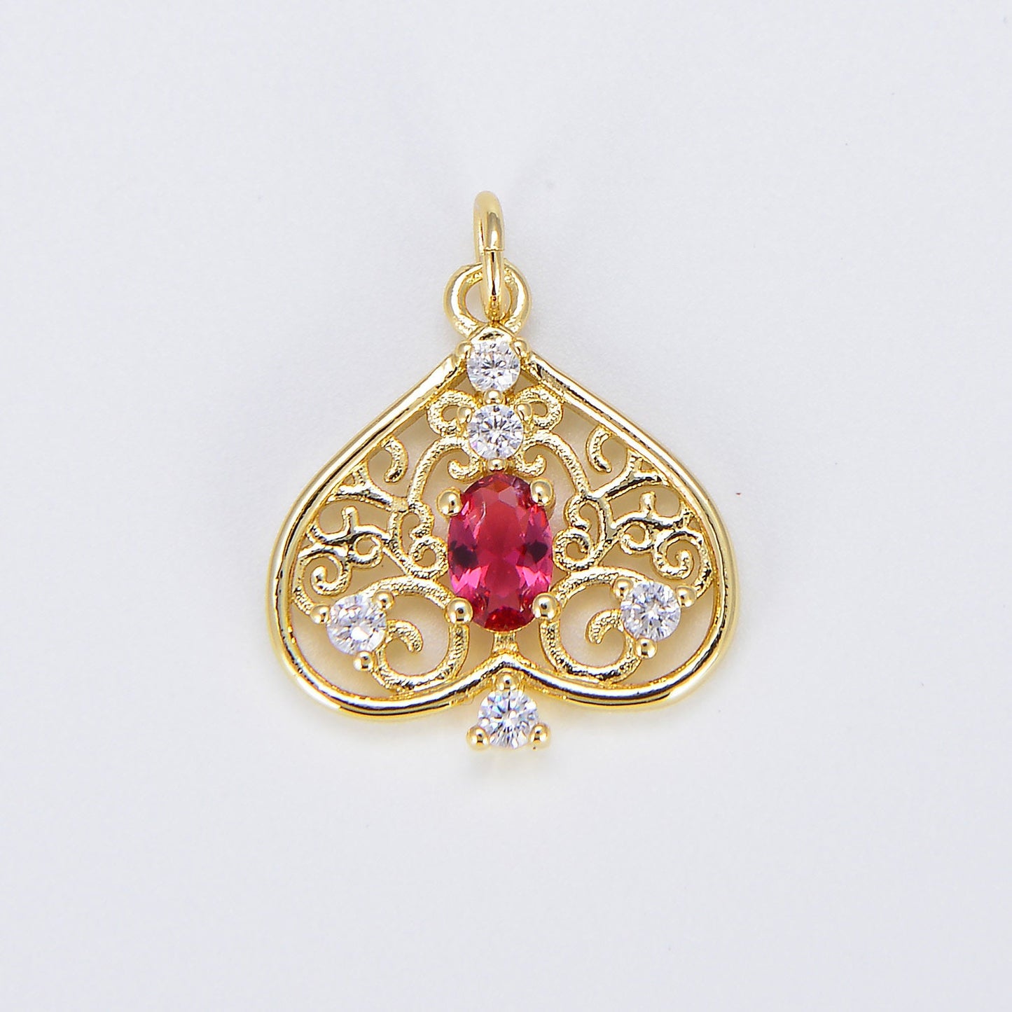Cubic Spades Charm Gold Filigree Lucky Charm, Spades Dainty Pendant Charm, For DIY Jewelry E814