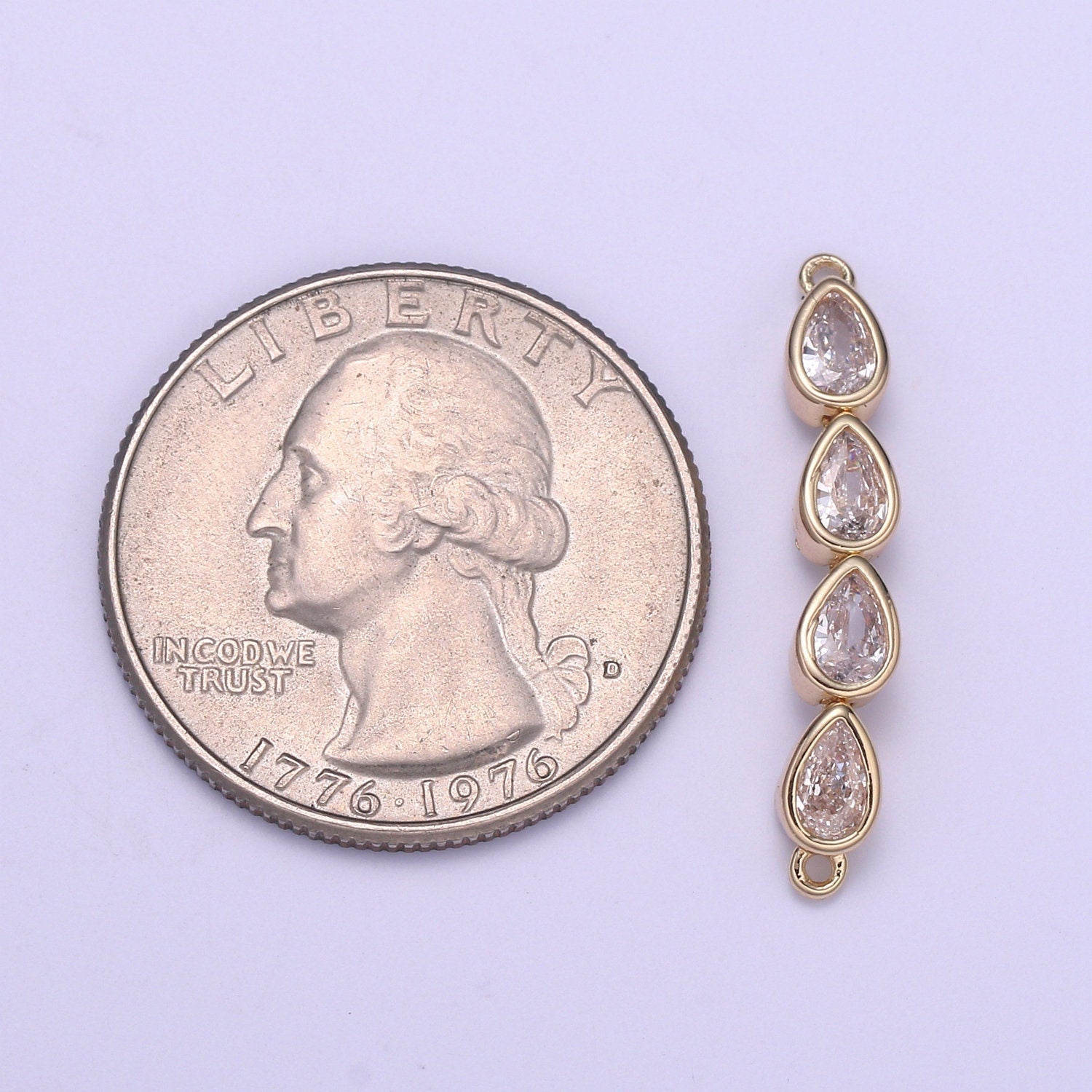 Gold Micro Pave CZ Bracelet Connector, Link Chain Connector, Bracelet Tear Drop Connector, CZ Link Connector for Jewelry Making F728