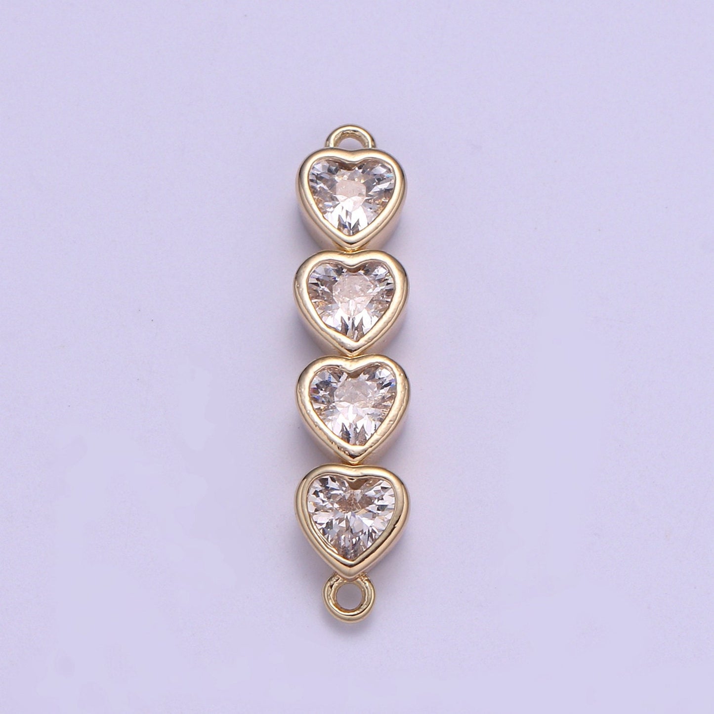 Gold Micro Pave CZ Bracelet Connector, Link Chain Connector, Bracelet Heart Connector, CZ Link Connector for Jewelry Making F729