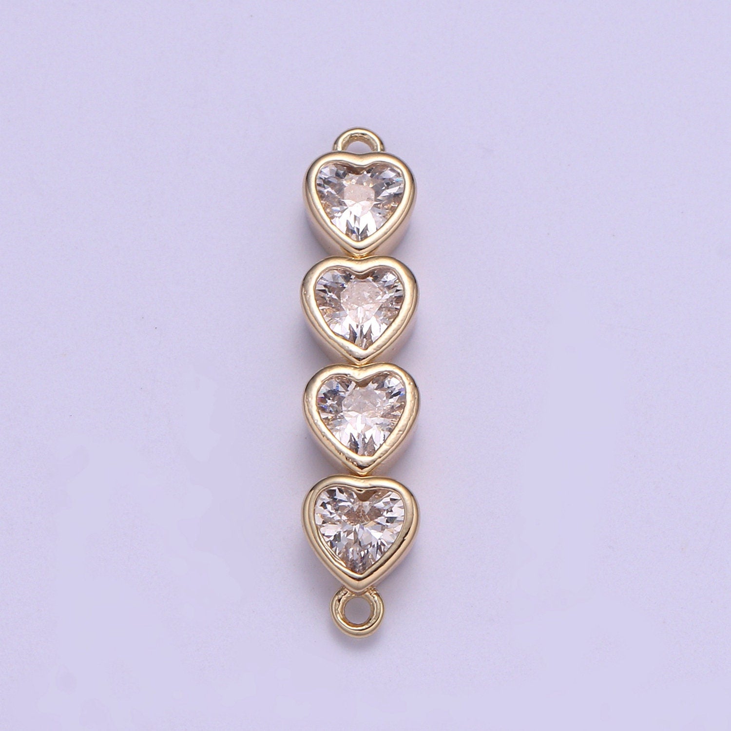 Gold Micro Pave CZ Bracelet Connector, Link Chain Connector, Bracelet Heart Connector, CZ Link Connector for Jewelry Making F729