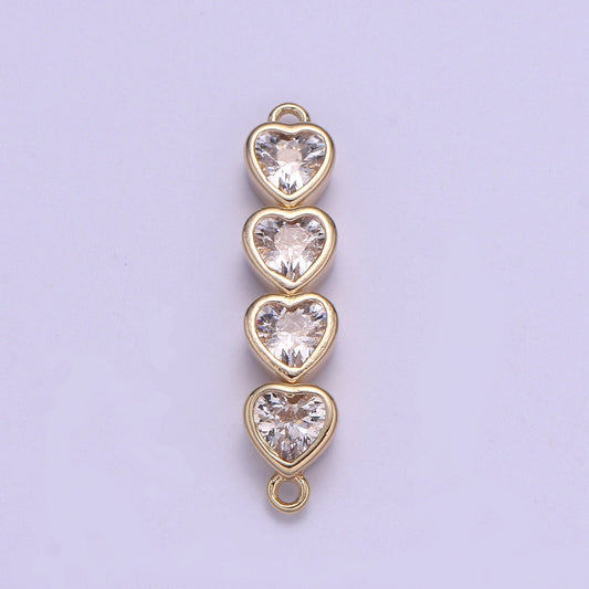 Gold Micro Pave CZ Bracelet Connector, Link Chain Connector, Bracelet Heart Connector, CZ Link Connector for Jewelry Making F729