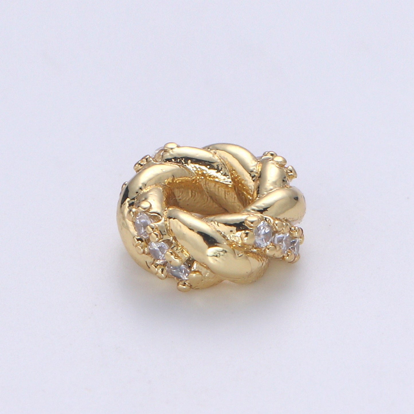 1pc Gold Spacer Beads,for DIY Beaded Bracelet Jewelry Micro Pave Cz Charms Rondelle Bead Spacer Bead Size 7mm Bead B506