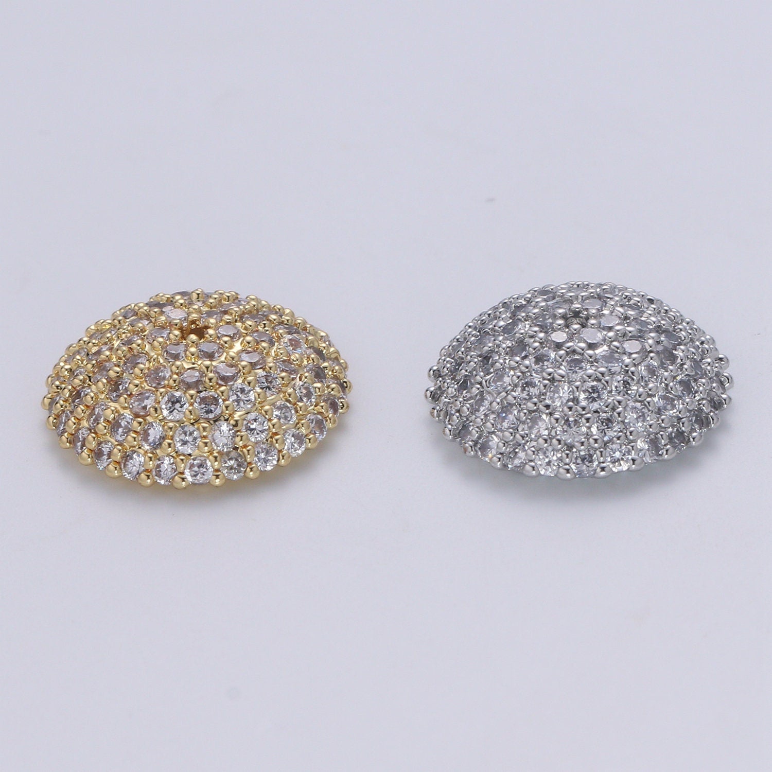 Clear CZ Round Rondelle Spacer Gold CZ Micro Pave Circle Spacer Bead, CZ Spacer Bead for bracelet making supply B506 B507
