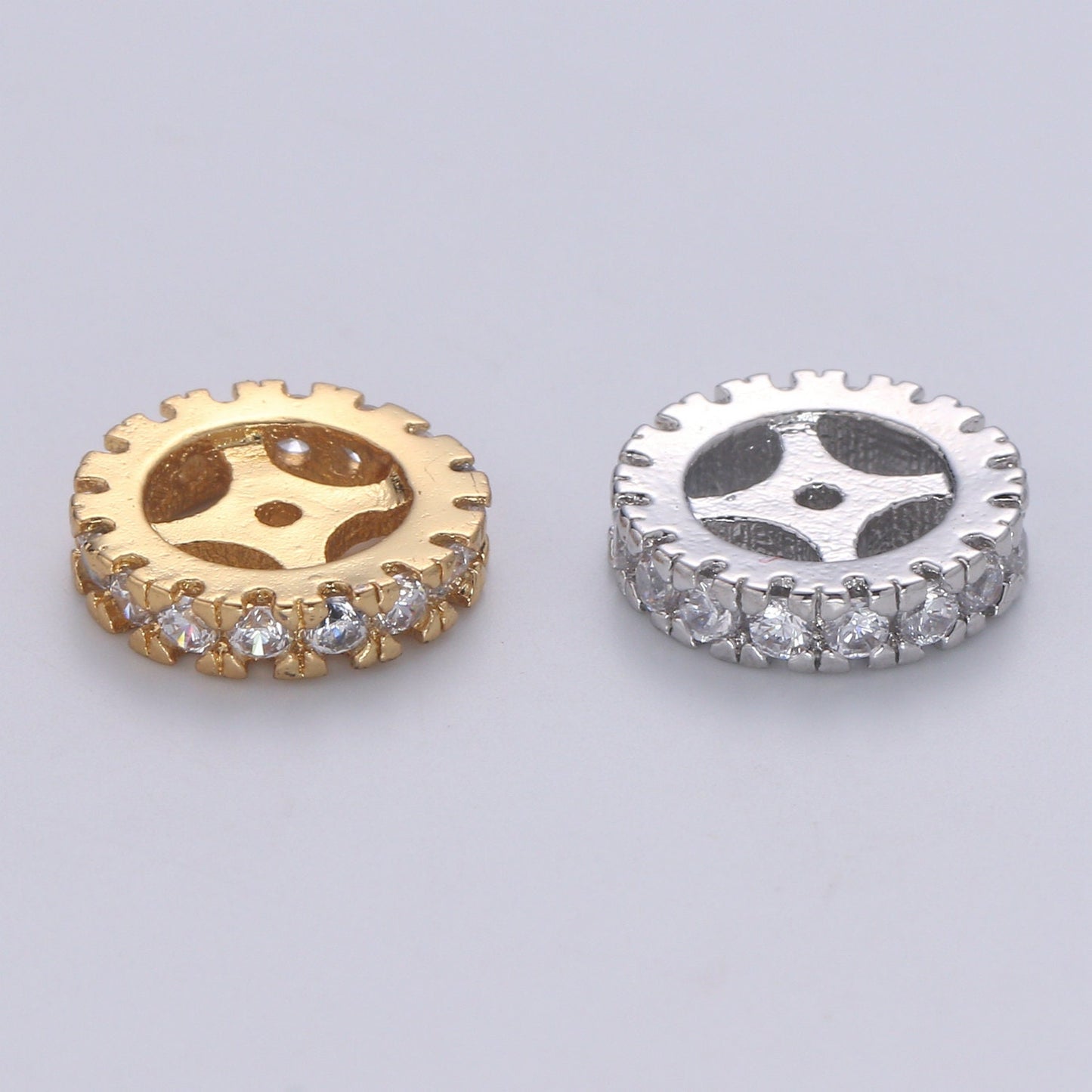 Cubic Zirconia Rondelle - Cz Beads - Crystal Spacers - Gold Rhinestone Spacer Beads Silver Bead Spacer Charm for Necklace Bracelet B508