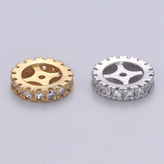 Cubic Zirconia Rondelle - Cz Beads - Crystal Spacers - Gold Rhinestone Spacer Beads Silver Bead Spacer Charm for Necklace Bracelet B508