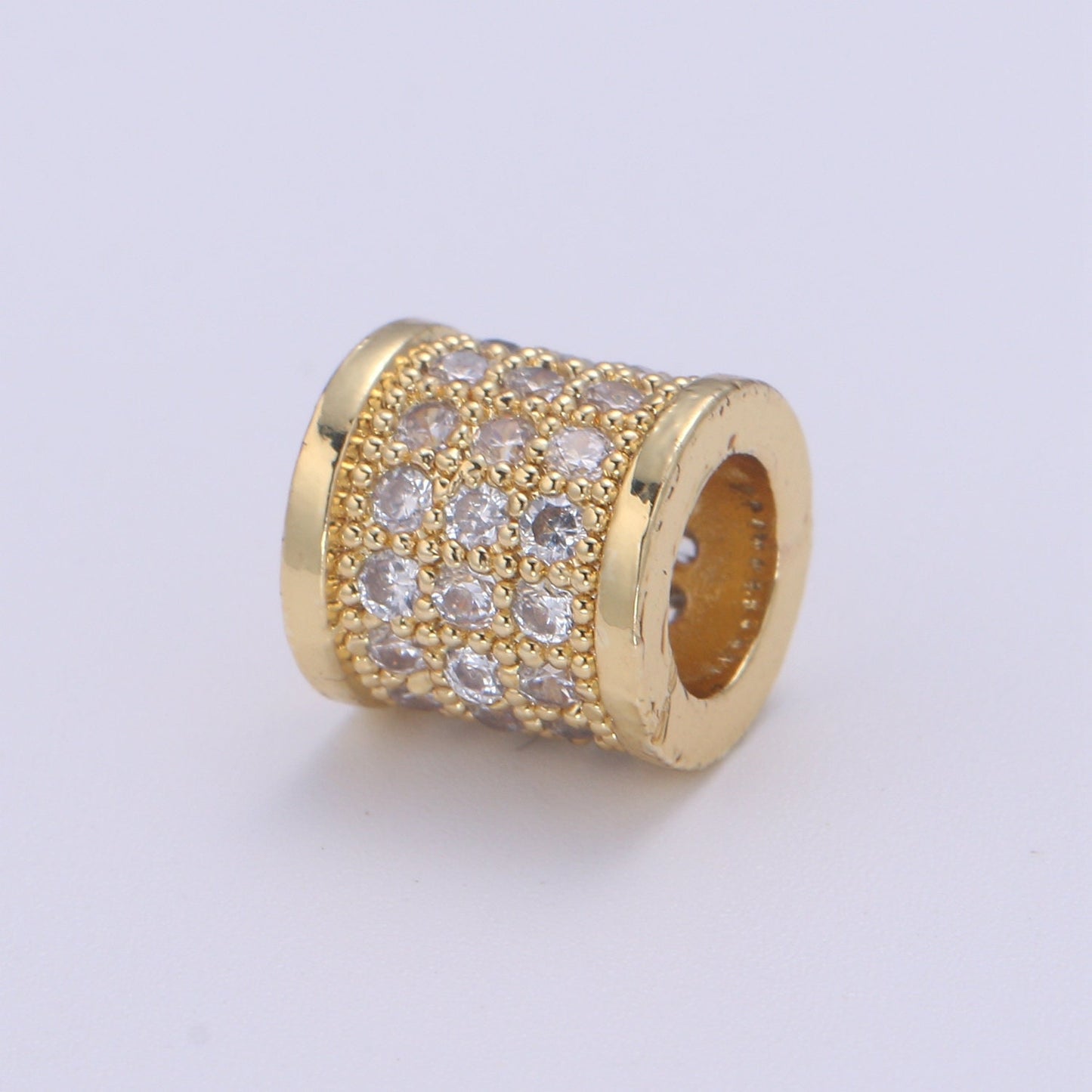 8x8mm CZ Large Hole Cylinder Drum Barrel Micro Pave Beads, Cubic Zirconia Big Hole Spacer Beads, Large Hole Spacer