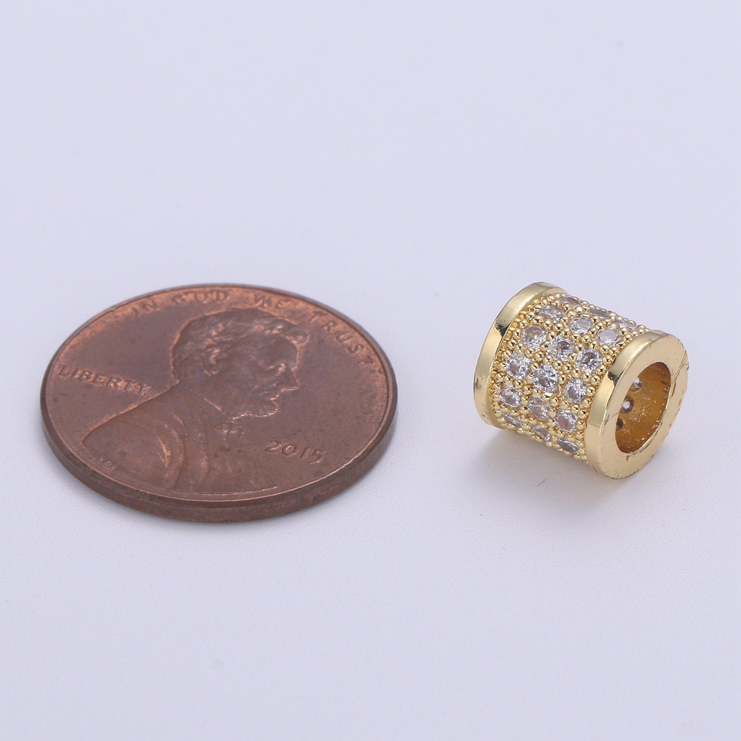 8x8mm CZ Large Hole Cylinder Drum Barrel Micro Pave Beads, Cubic Zirconia Big Hole Spacer Beads, Large Hole Spacer