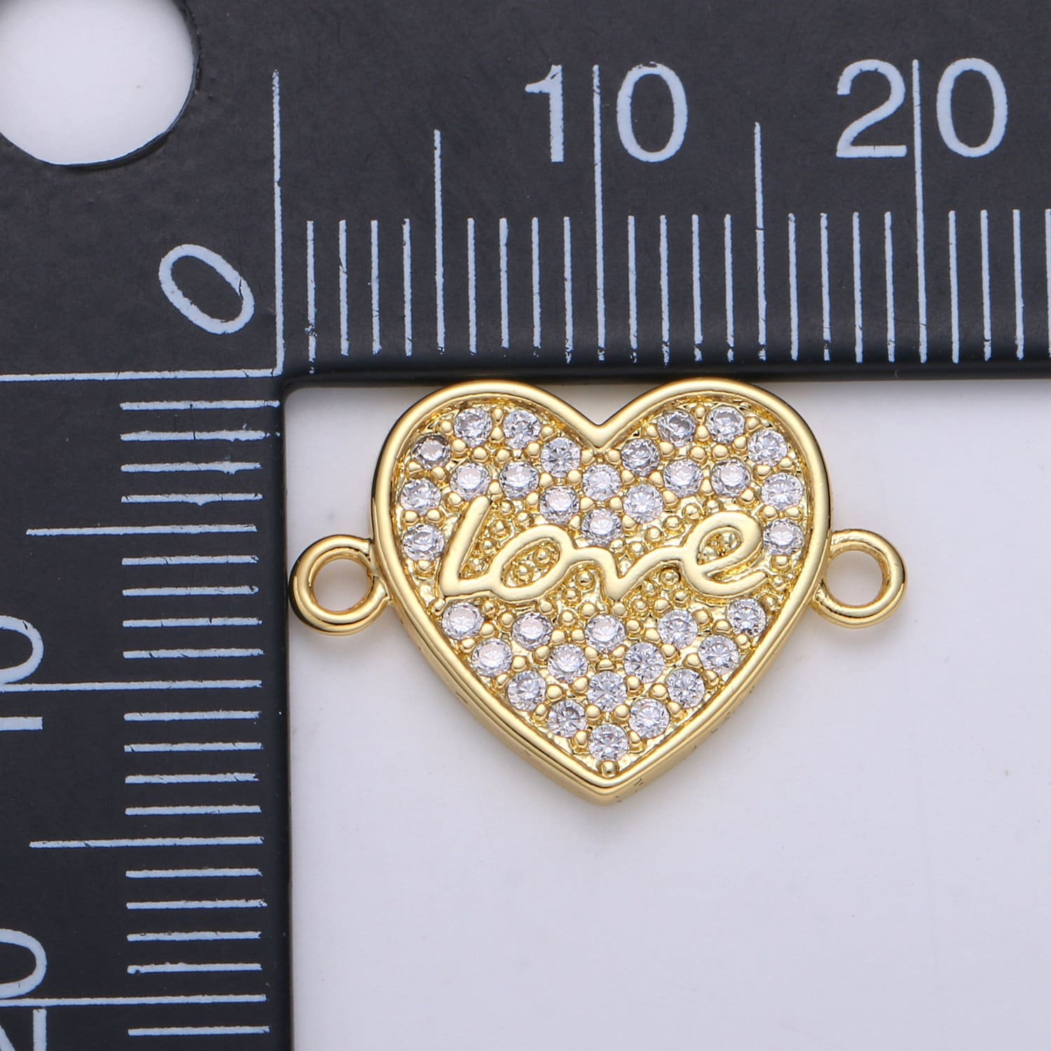 1pc Gold Micro Pave CZ Heart Charm Connector Love Micro Pave CZ Mom Connector For Bracelet and Necklace Supply, cogf 618