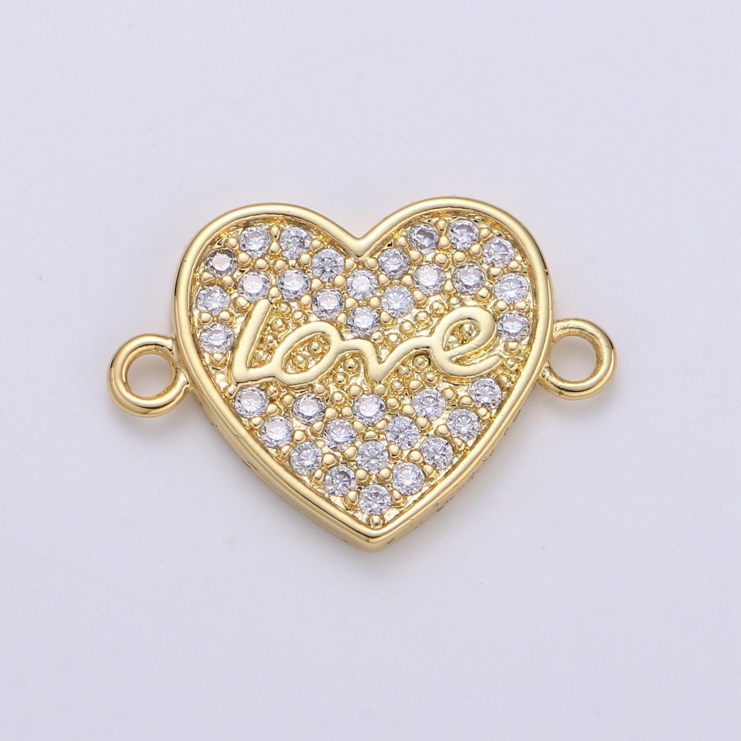 1pc Gold Micro Pave CZ Heart Charm Connector Love Micro Pave CZ Mom Connector For Bracelet and Necklace Supply, cogf 618