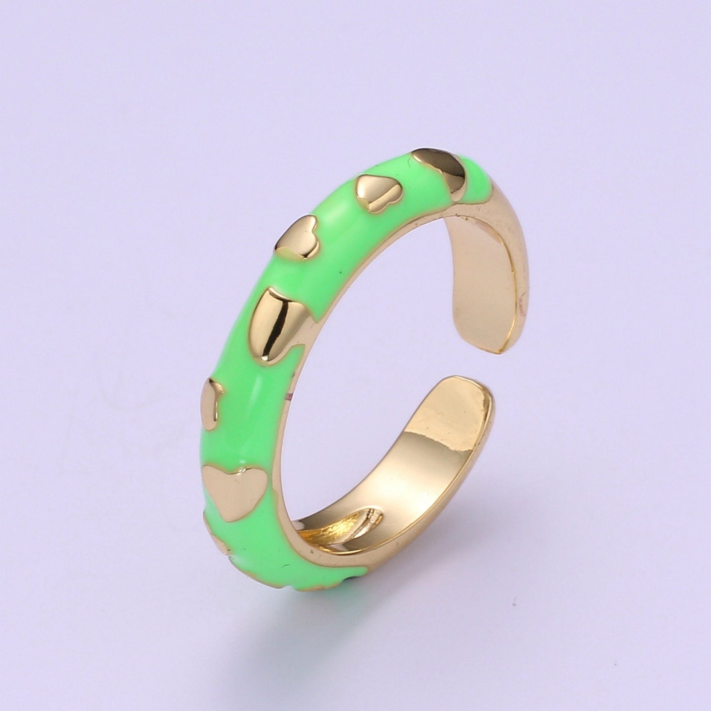 1x Dainty Colorful Enamel Ring Multicolor Enamel Band Heart Ring Stacking Open Ring Adjustable Ring Summer Trend Neon Ring