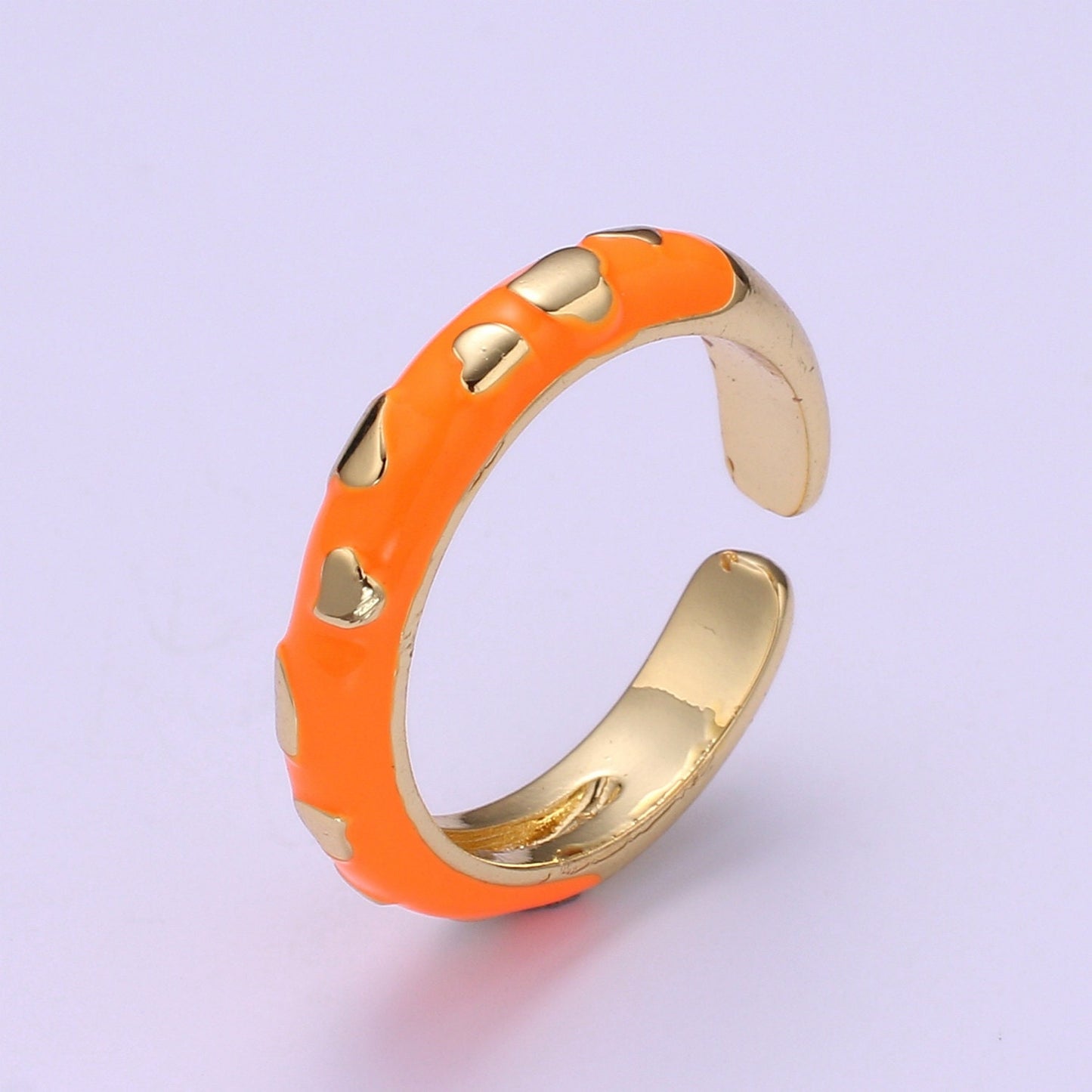 1x Dainty Colorful Enamel Ring Multicolor Enamel Band Heart Ring Stacking Open Ring Adjustable Ring Summer Trend Neon Ring