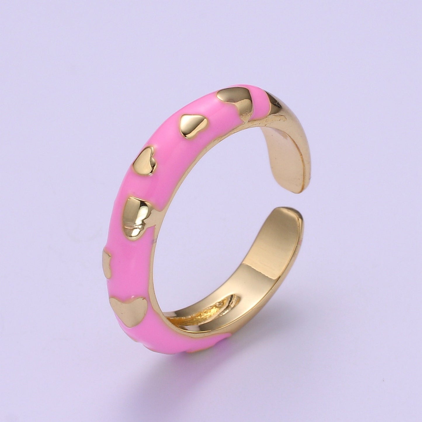 1x Dainty Colorful Enamel Ring Multicolor Enamel Band Heart Ring Stacking Open Ring Adjustable Ring Summer Trend Neon Ring