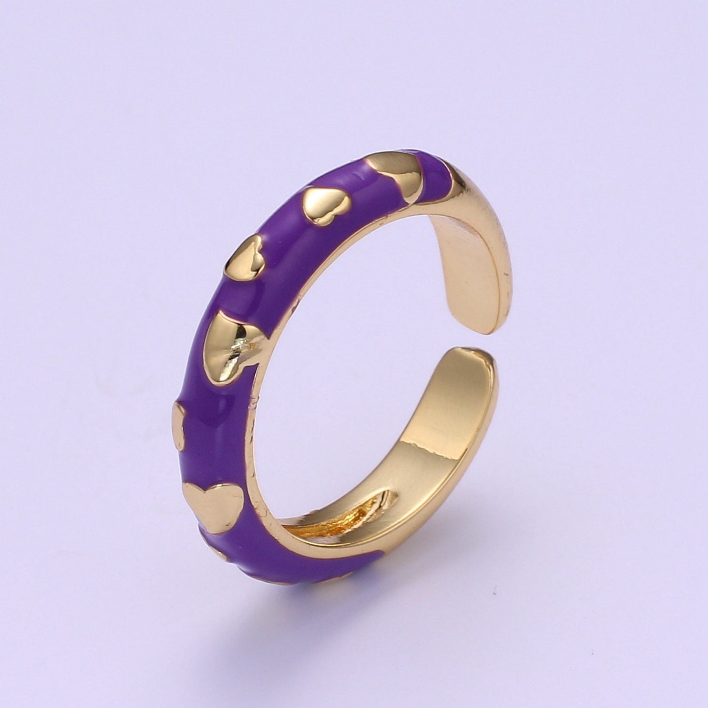 1x Dainty Colorful Enamel Ring Multicolor Enamel Band Heart Ring Stacking Open Ring Adjustable Ring Summer Trend Neon Ring