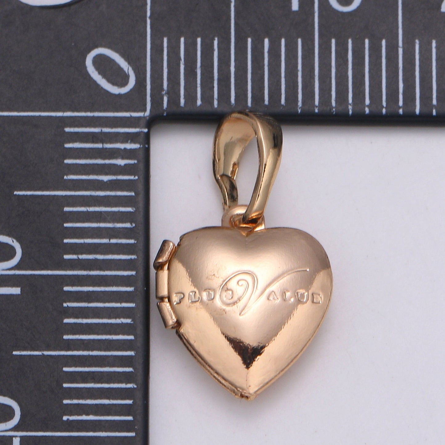French heart locket, Rose Gold Filled heart pendant, lovely heart locket Necklace love locket Jewelry making supply H-126