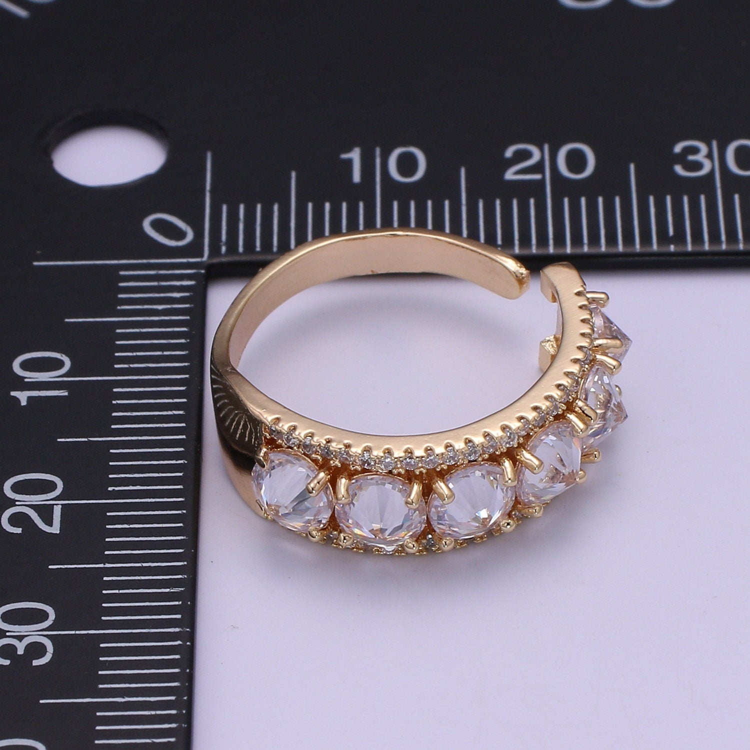 Chunky Crystal Ring Cz Gold Thick Ring | Stackable Statement Ring | Unique Bold Ring For Women replacement Engagement Band Ring O332