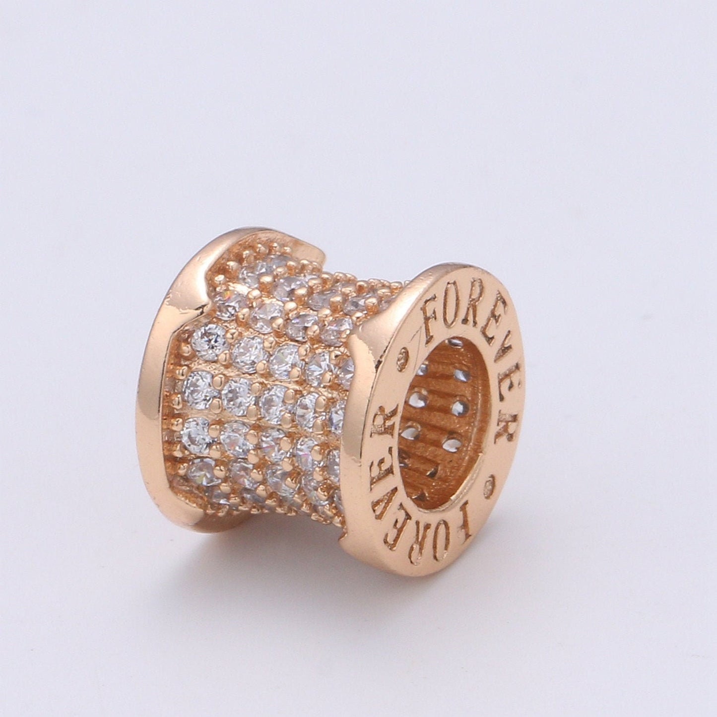 1pc Gold Forever CZ Micro Pave Beads Spacer Beads,for DIY Jewelry Making European Charms Beaded Bracelet,Bead Size 10x9mm Hole 4mm, bdgf 431