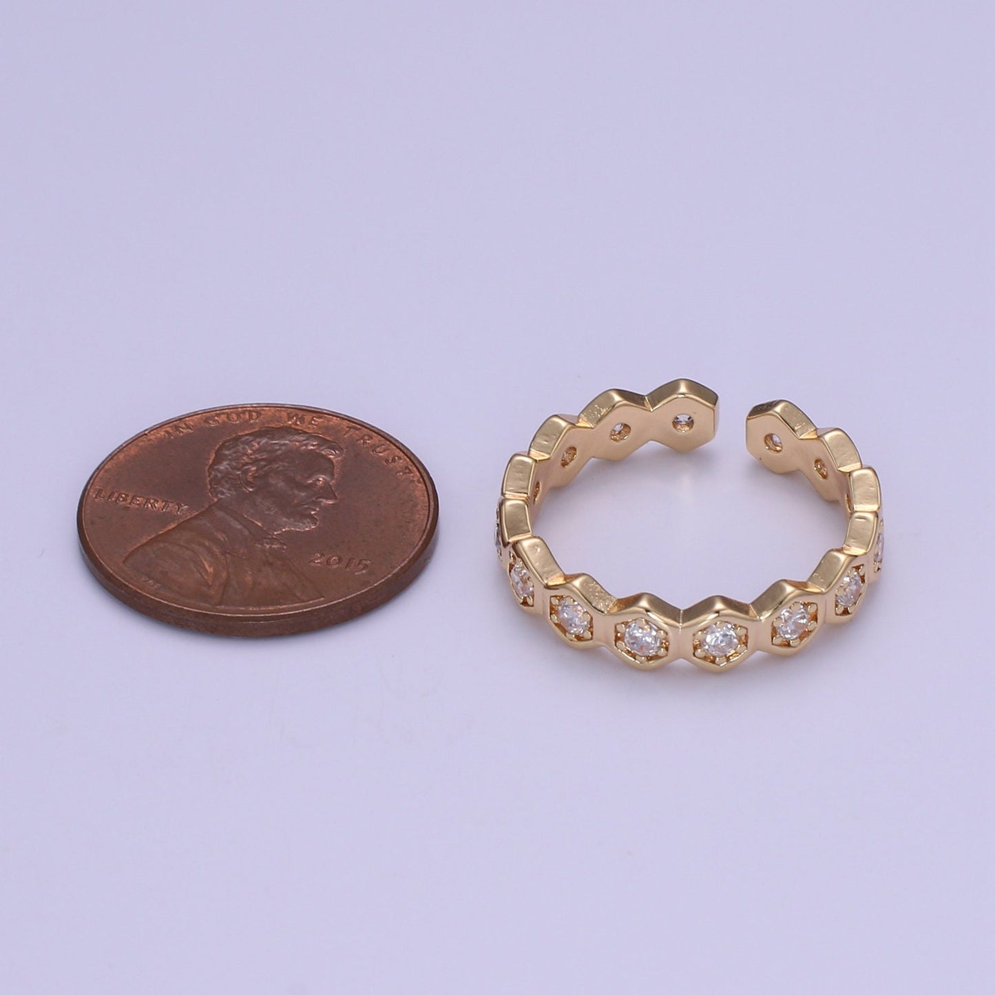 18k Gold Plated Honeycomb Ring, Beehive Stacking Rings Cz Geometric Ring, Simple Ring, Perfect Gift Jewelry SIZE 6 O325