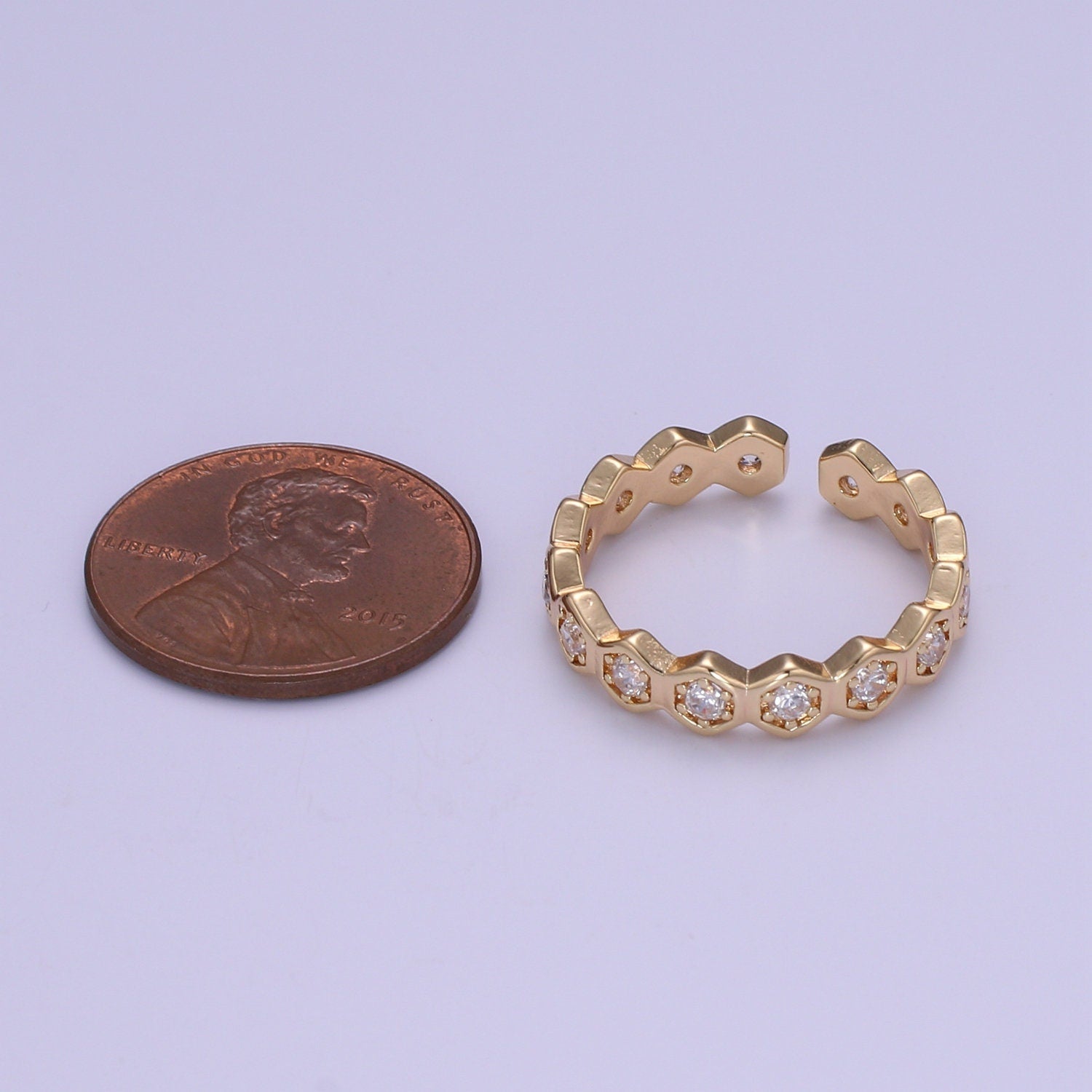 18k Gold Plated Honeycomb Ring, Beehive Stacking Rings Cz Geometric Ring, Simple Ring, Perfect Gift Jewelry SIZE 6 O325