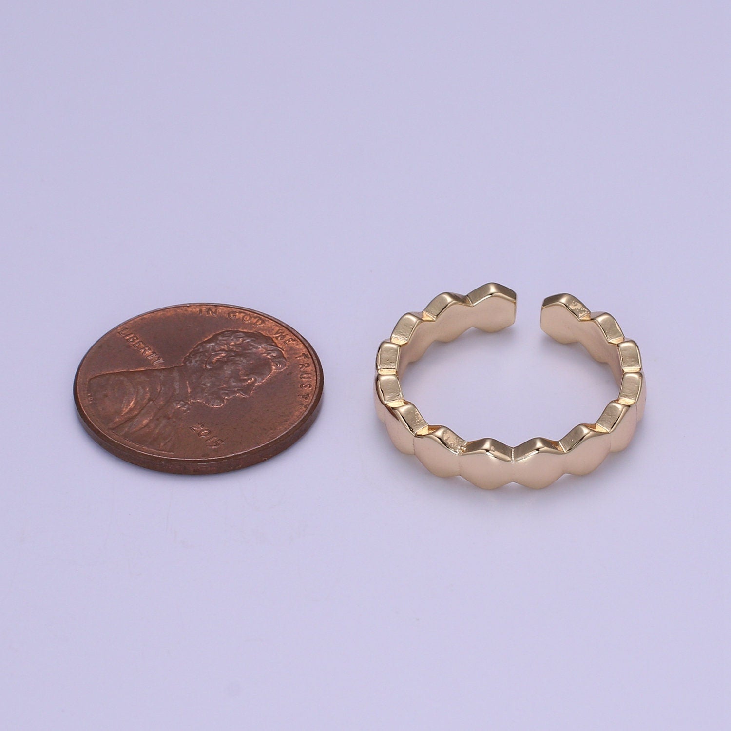18k Gold Plated Honeycomb Ring, Beehive Stacking Rings Hexagon Geometric Ring, Simple Ring, Perfect Gift Jewelry SIZE 6 O322