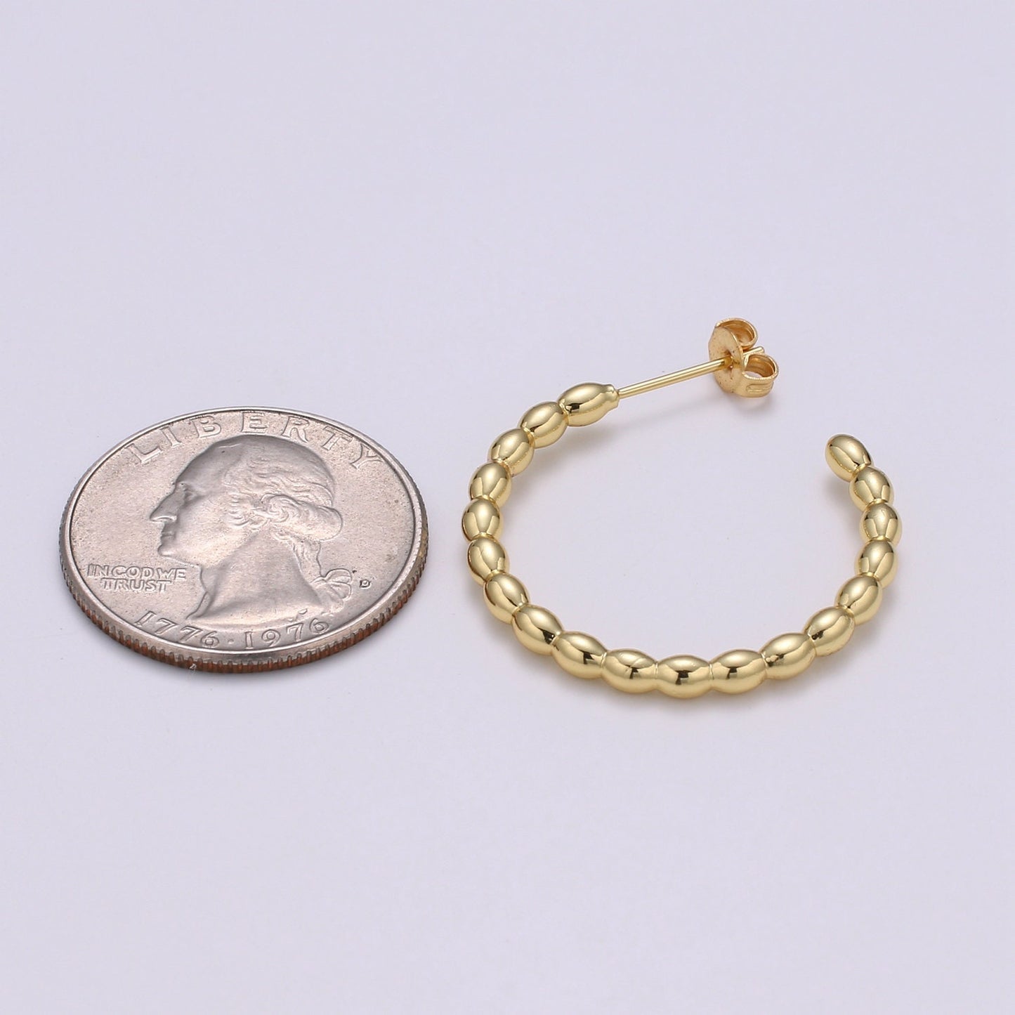 Beaded Design Gold Stud Earring, Medium SIze Gold Weavy Earring,Modern design for DIY Earring Craft Supply Jewelry Making,EARR-1406