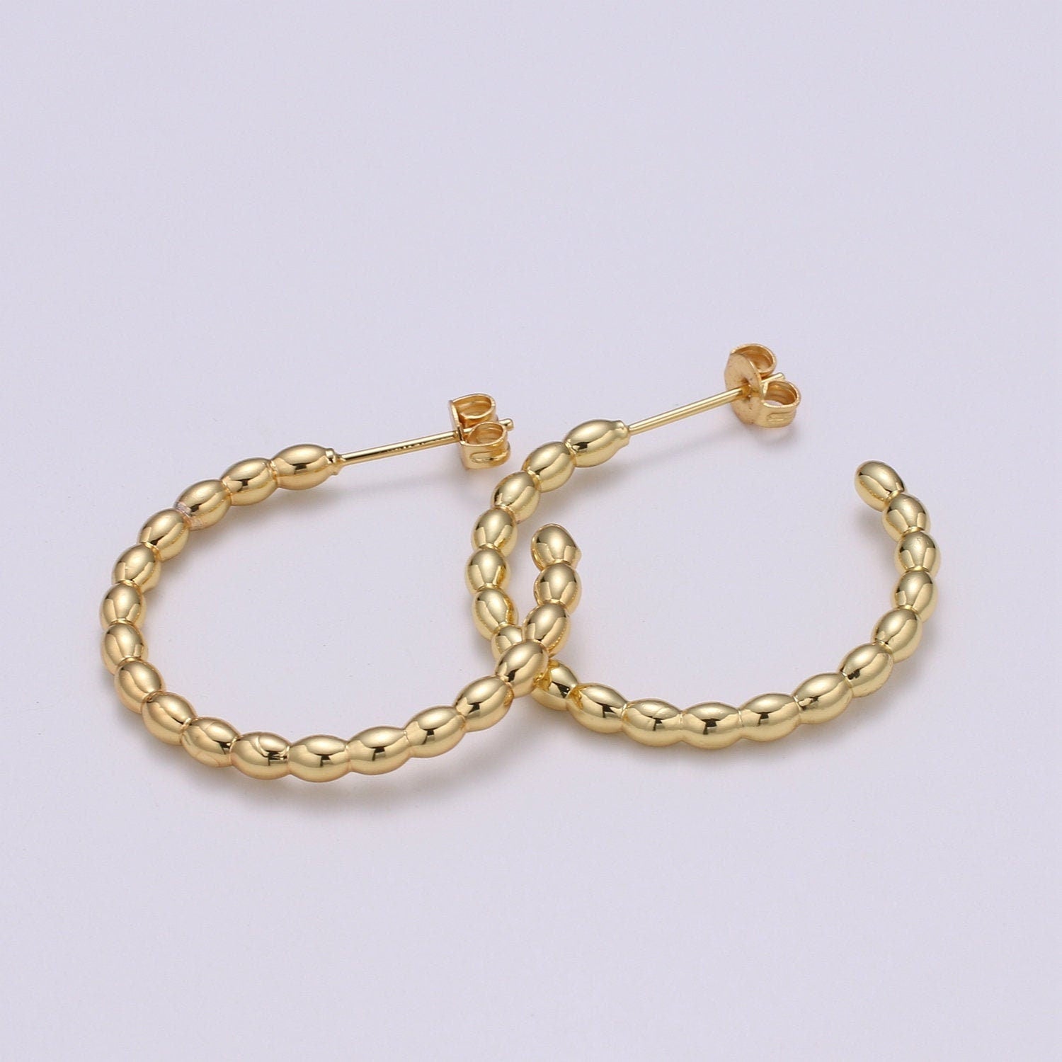 Beaded Design Gold Stud Earring, Medium SIze Gold Weavy Earring,Modern design for DIY Earring Craft Supply Jewelry Making,EARR-1406