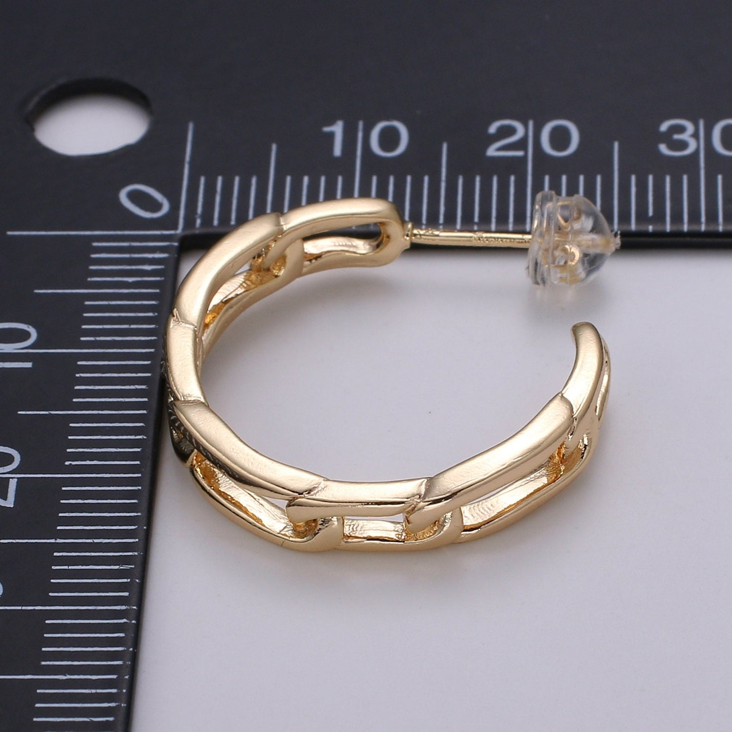 Figaro Link Design Gold Stud Earring, Gold Rolo Earring for DIY Earring Craft Supply Jewelry Making, EARR-1423