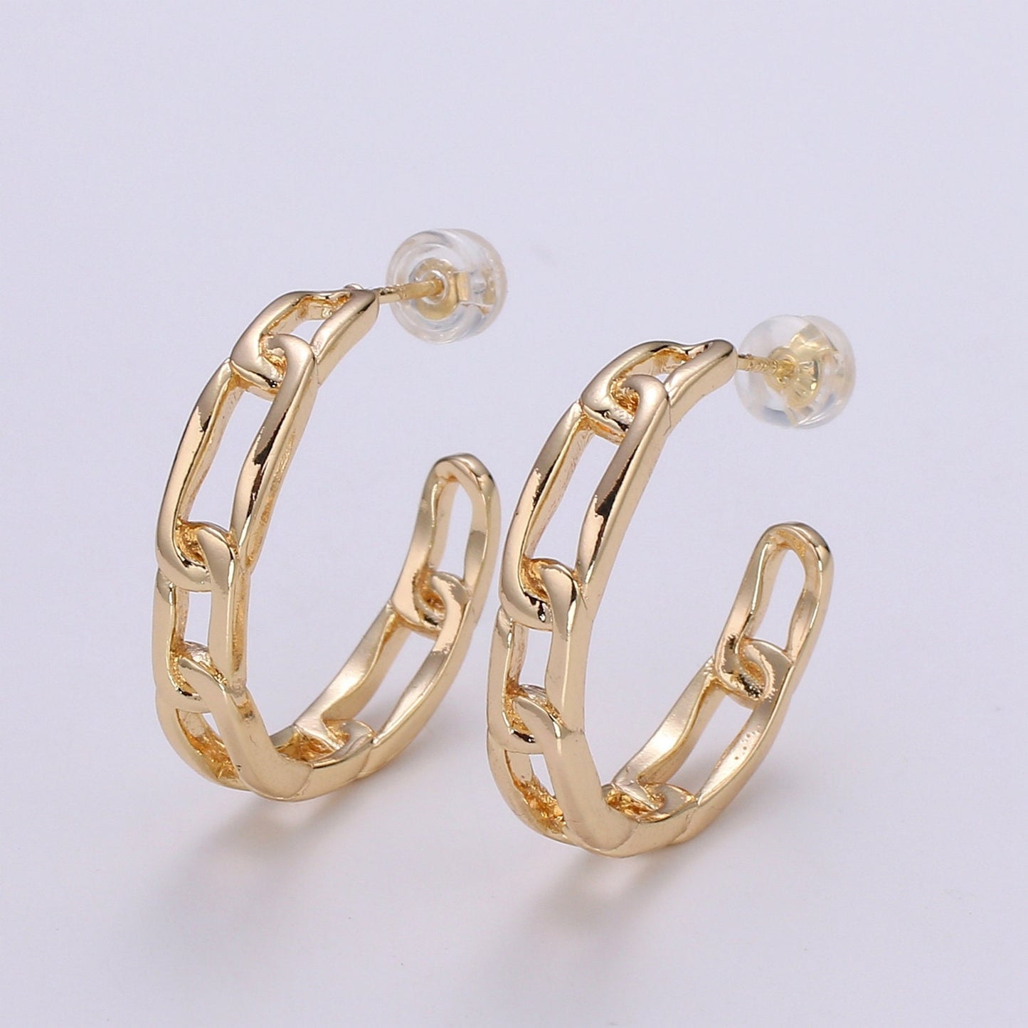 Figaro Link Design Gold Stud Earring, Gold Rolo Earring for DIY Earring Craft Supply Jewelry Making, EARR-1423