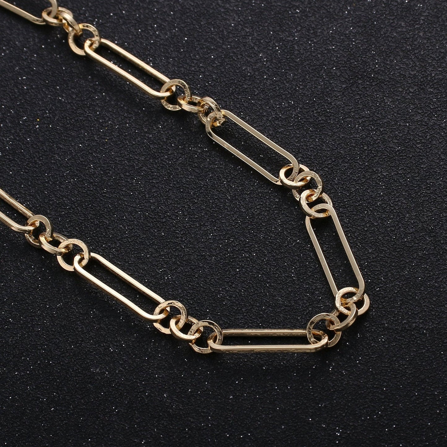 Gold Long Rolo Olympiad Cable Paperclip Chain by Yard, Link Cable Thick Elongate Chain, Bold Wholesale bulk Roll Chain, Roll-247