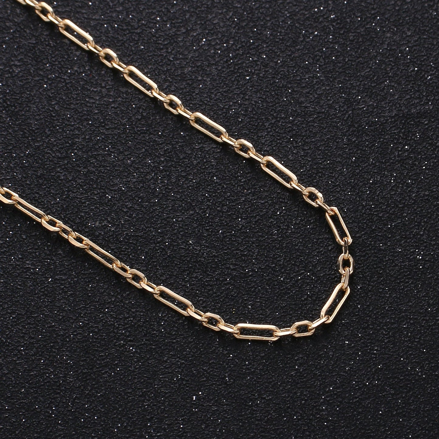 Gold Long Rolo Olympiad Cable Paperclip Chain by Yard, Link Cable Thin Elongate Chain, Slender Dainty Wholesale bulk Roll Chain, Roll-249