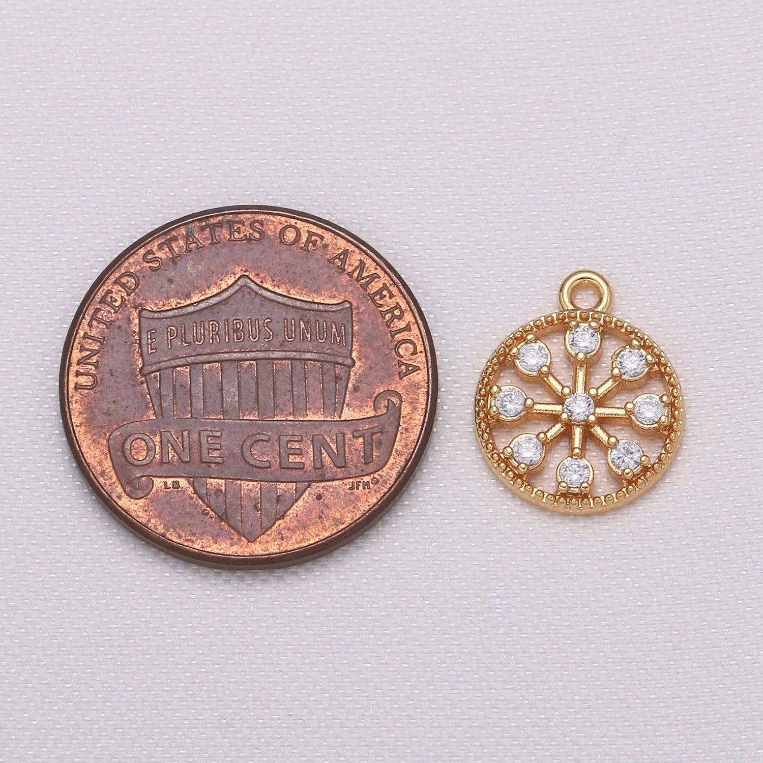 Mini Round Wheel Charm in Gold Plated for Bracelet Necklace Earring Supply -686
