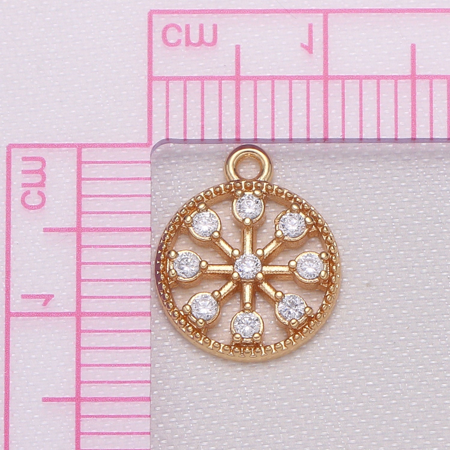 Mini Round Wheel Charm in Gold Plated for Bracelet Necklace Earring Supply -686