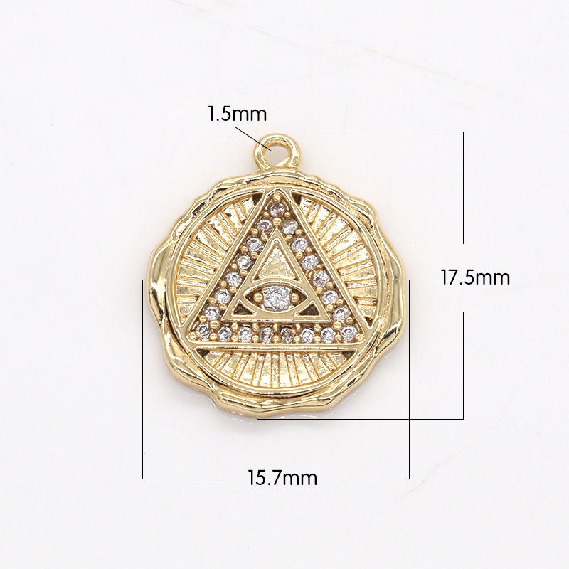 Illuminati Eye Charm Pendant Necklace in Round disc Medallion Charm for Bracelet Necklace Earring Supply-277