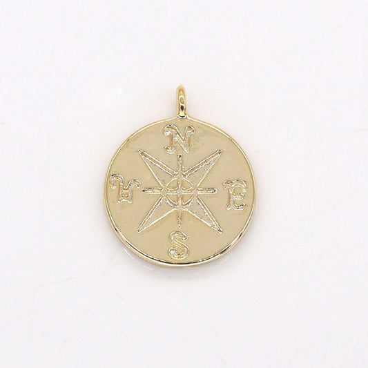Small Gold Compass Charm - Dainty North South East West Compass Add On Charm - Tiny Travel Inspired Necklace Bracelet Pendant-275