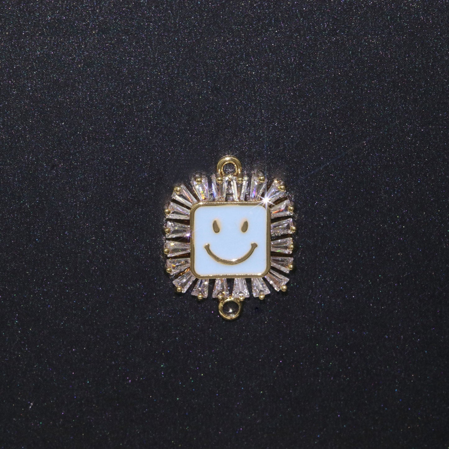 Square Smile Face Charm Cubic Happy Face Pendant for Necklace Earring Component Enamel Y2K Jewelry Trend White Teal Pink Blue F-844