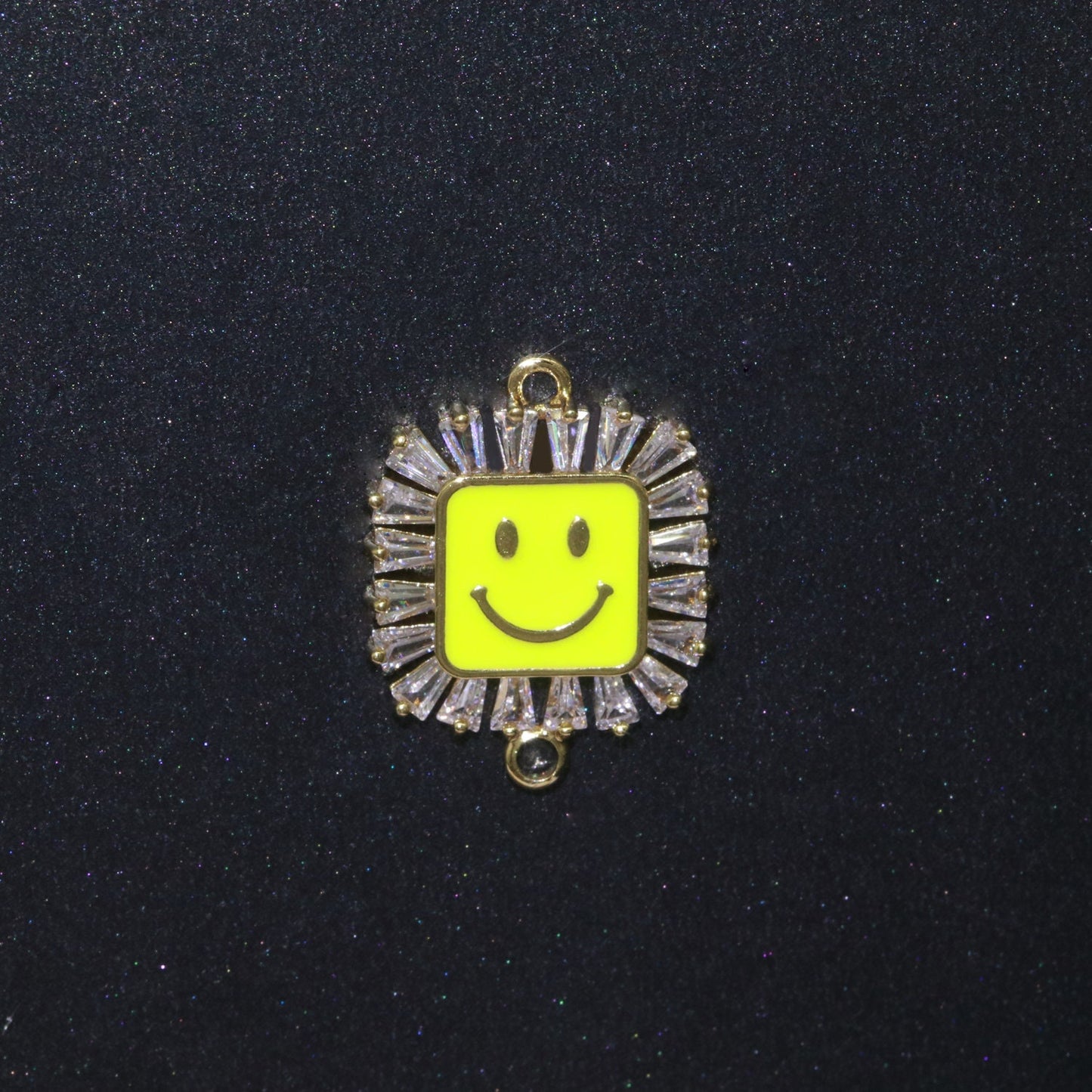 Square Smile Face Charm Cubic Happy Face Pendant for Necklace Earring Component Enamel Y2K Jewelry Trend White Teal Pink Blue F-844