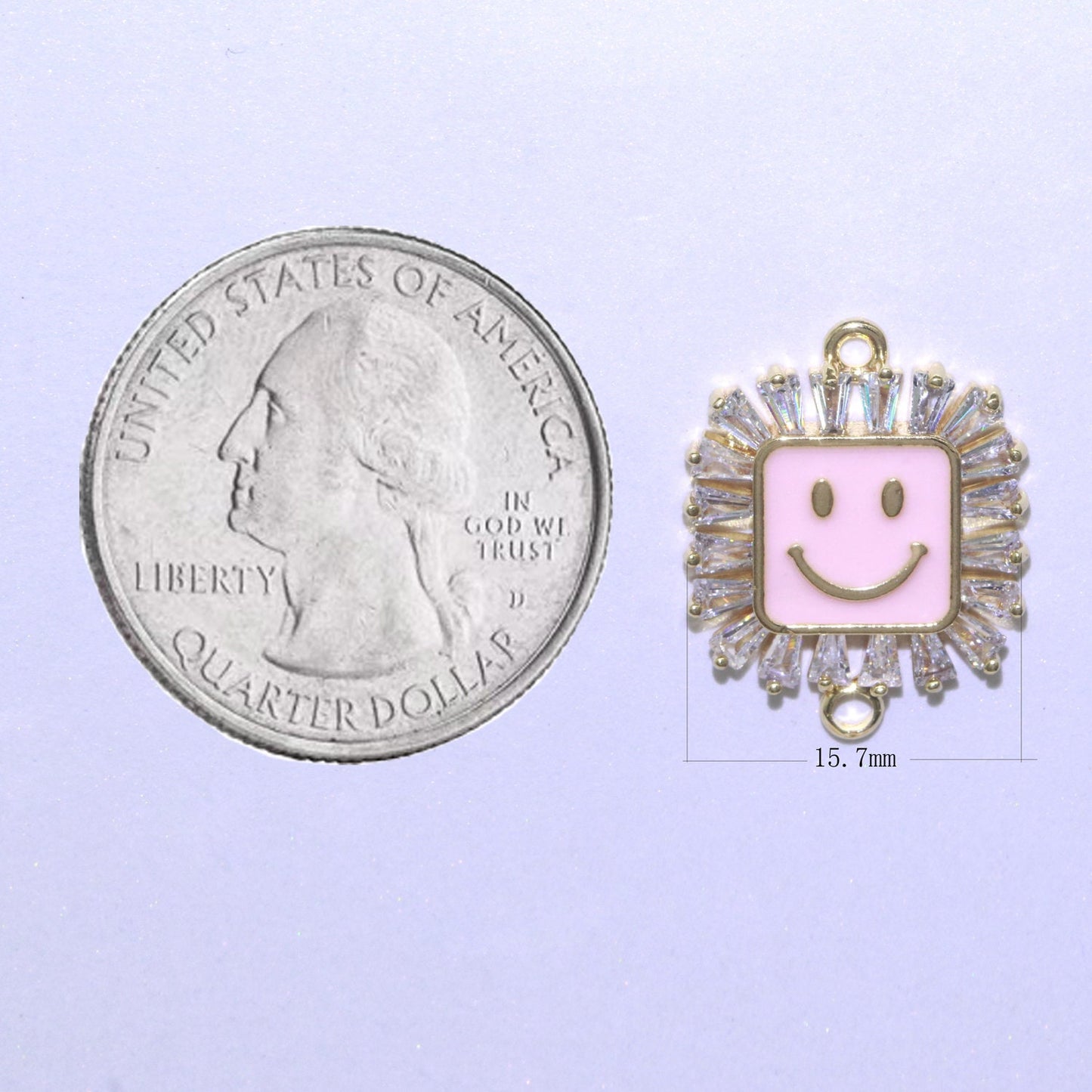 Square Smile Face Charm Cubic Happy Face Pendant for Necklace Earring Component Enamel Y2K Jewelry Trend White Teal Pink Blue F-844