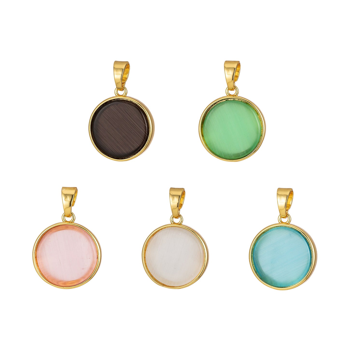 1pc Goemetric Pendant Round Dainty Charm for Necklace Bracelet Findings for Jewelry Making Black Blue Green Pink White Coin
