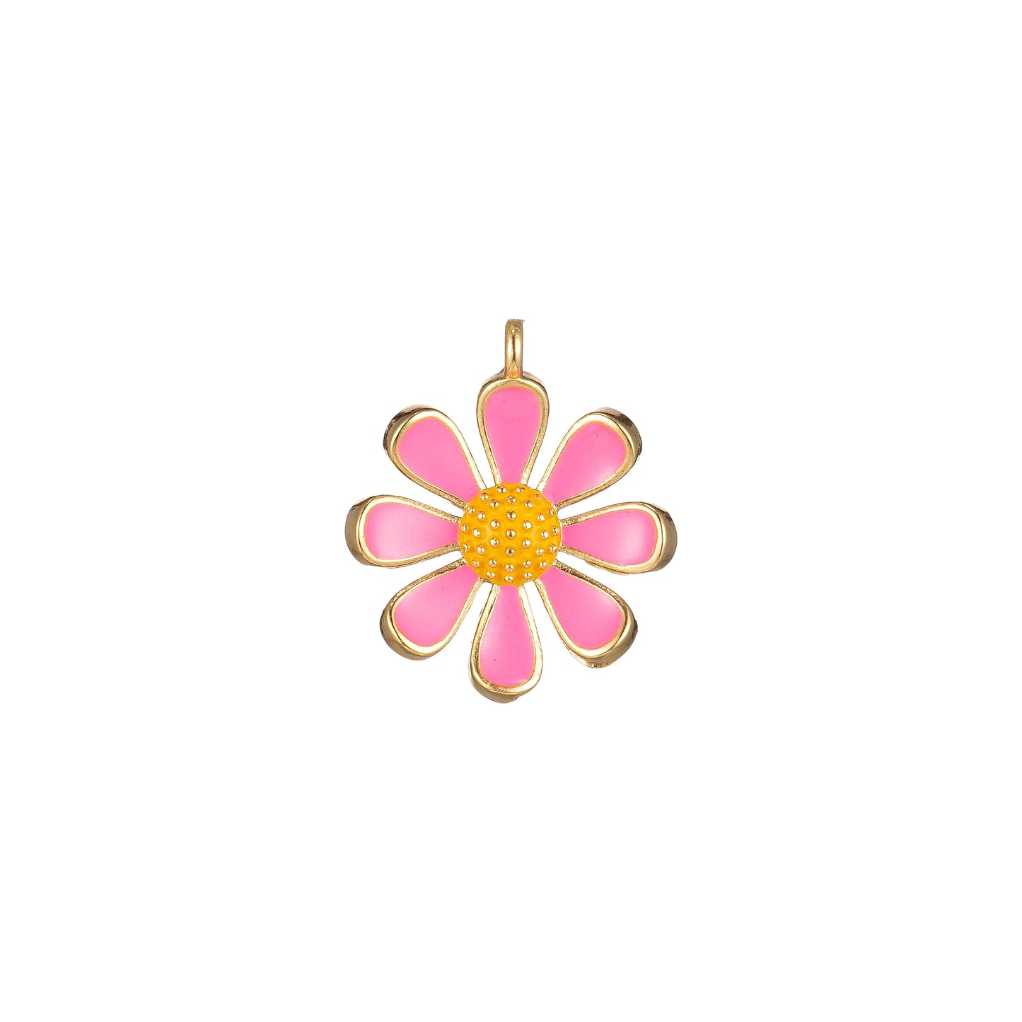 Chunky Gold Daisy Flower Shape Pendant Daisy Flower Charm Big Statement Colorful Enamel Pendant White Black Pink Green Purple Teal Yellow