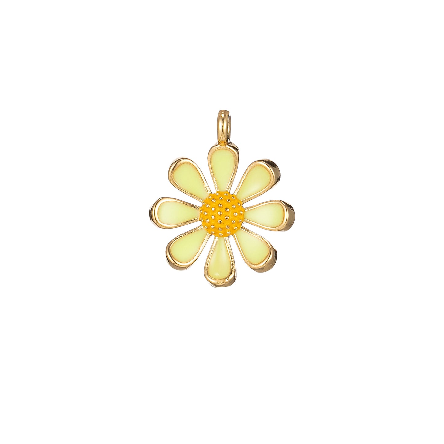 Chunky Gold Daisy Flower Shape Pendant Daisy Flower Charm Big Statement Colorful Enamel Pendant White Black Pink Green Purple Teal Yellow