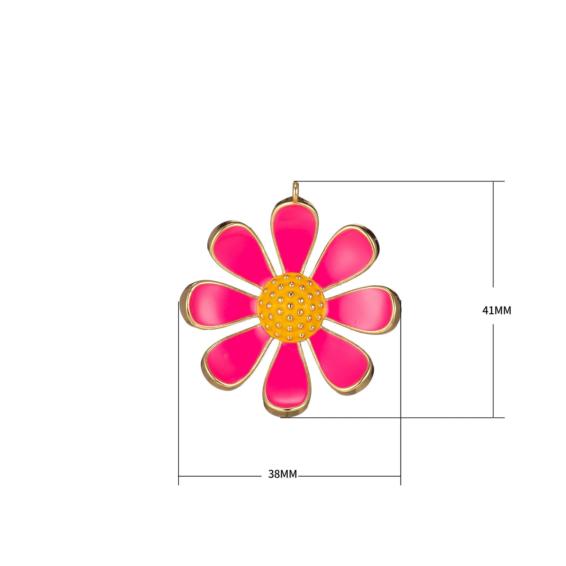 Chunky Gold Daisy Flower Shape Pendant Daisy Flower Charm Big Statement Colorful Enamel Pendant White Black Pink Green Purple Teal Yellow