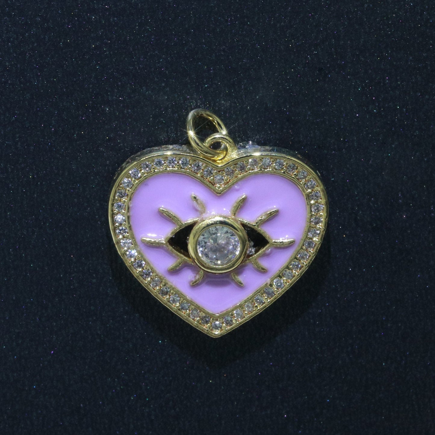 Gold Filled Evil Eye Charm Enamel Eye Heart Pendant Micro Pave Eye Charm Cubic ZIrconia Love Amulet Jewelry Medallion